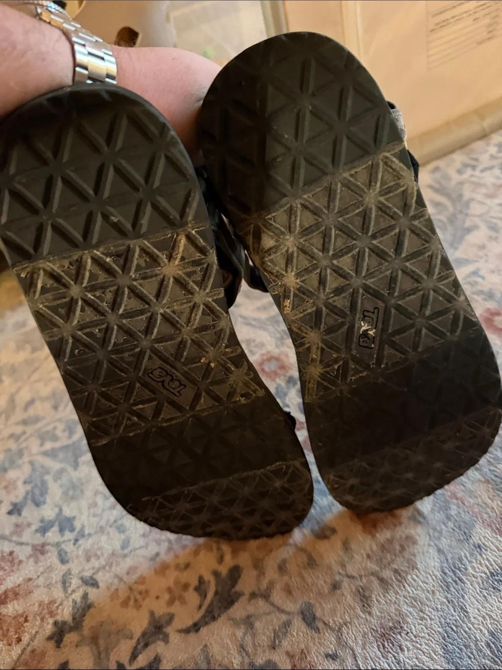 Teva Brown and Black Geometric Strap Men's Sandals